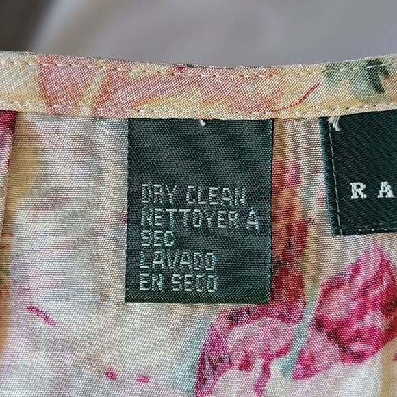 Vtg 90s LRL silk ecru floral wrap skirt - Picture 7 of 14